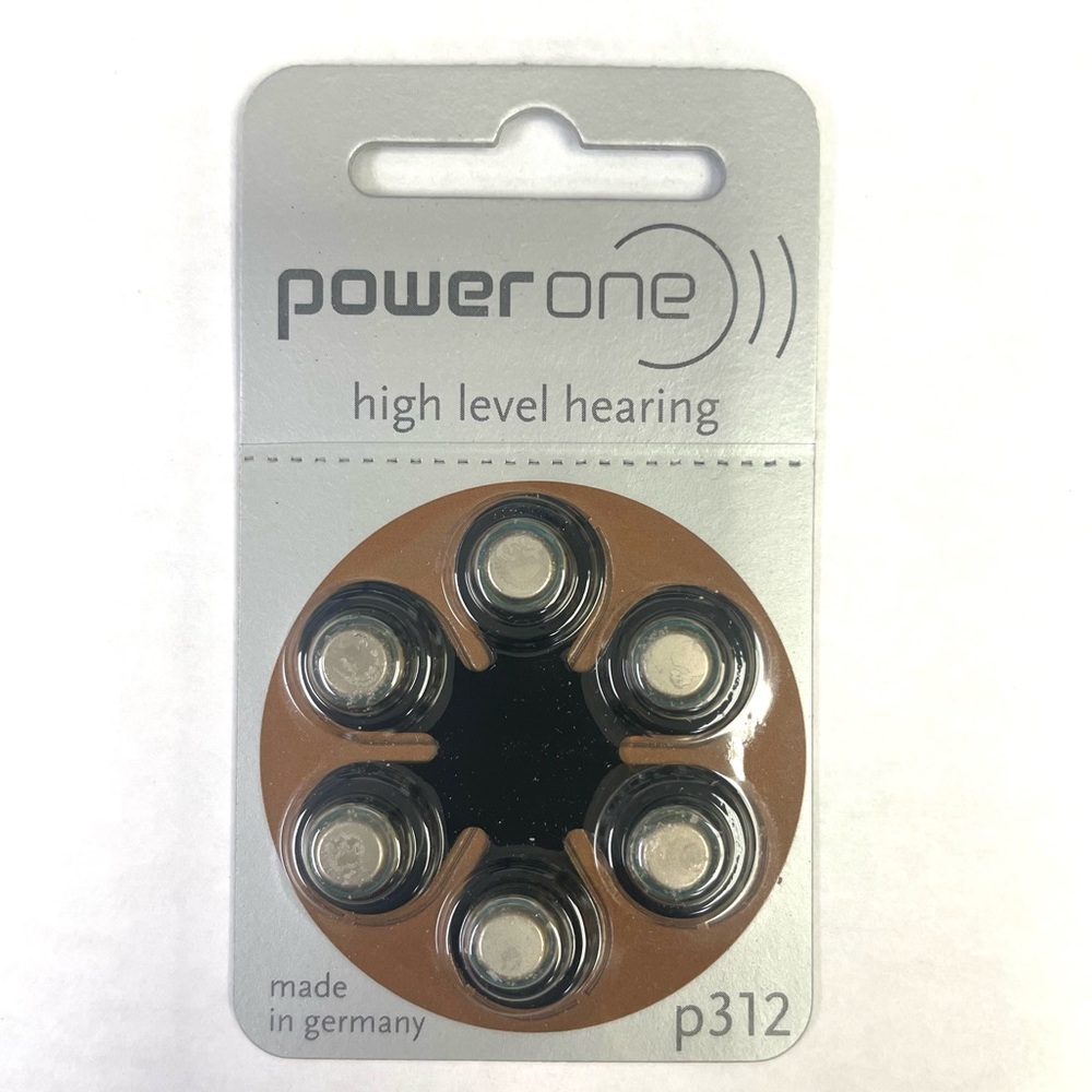1 Pack of power one high level hearing aid batteries.